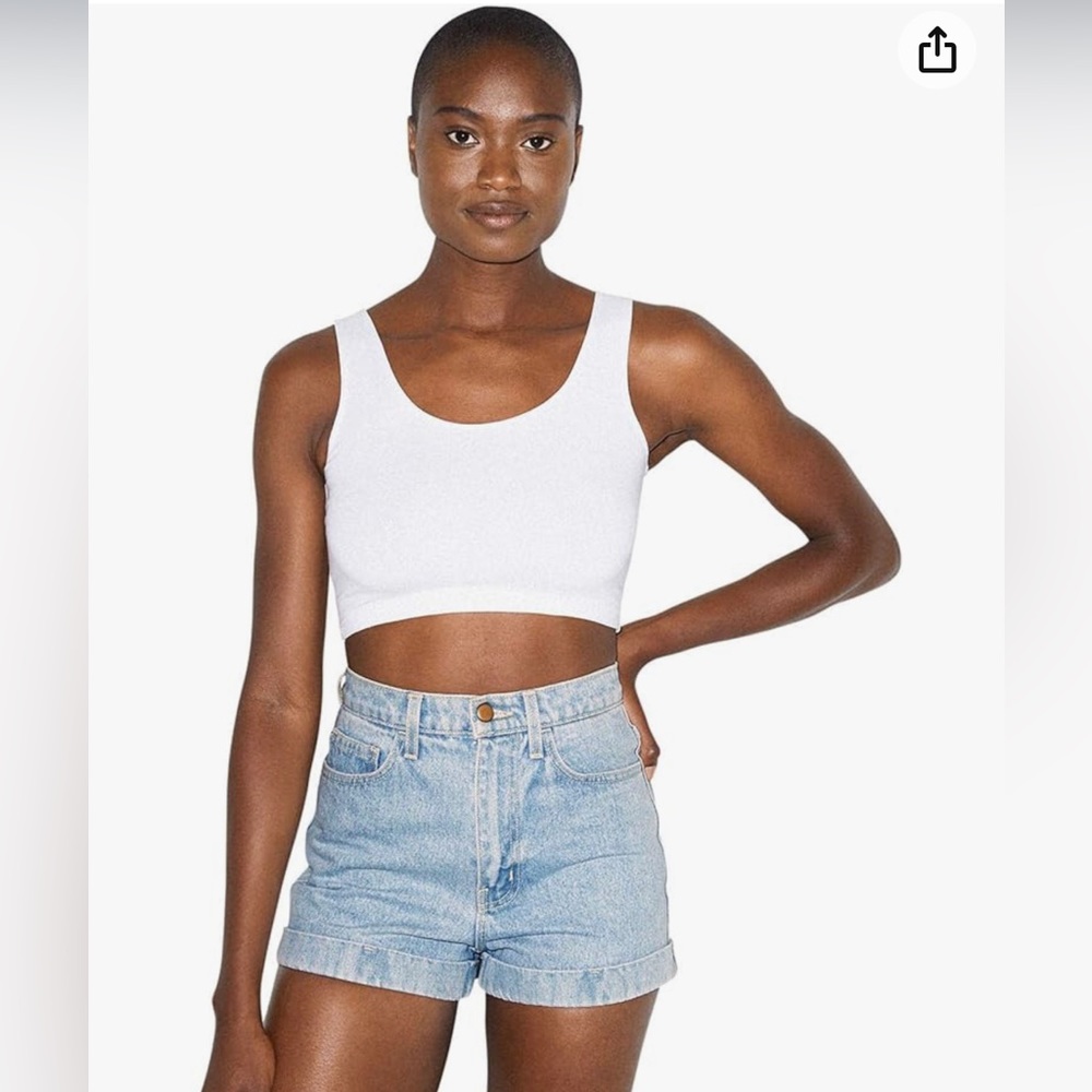 American Apparel, high waisted cuff short in light wash size 28